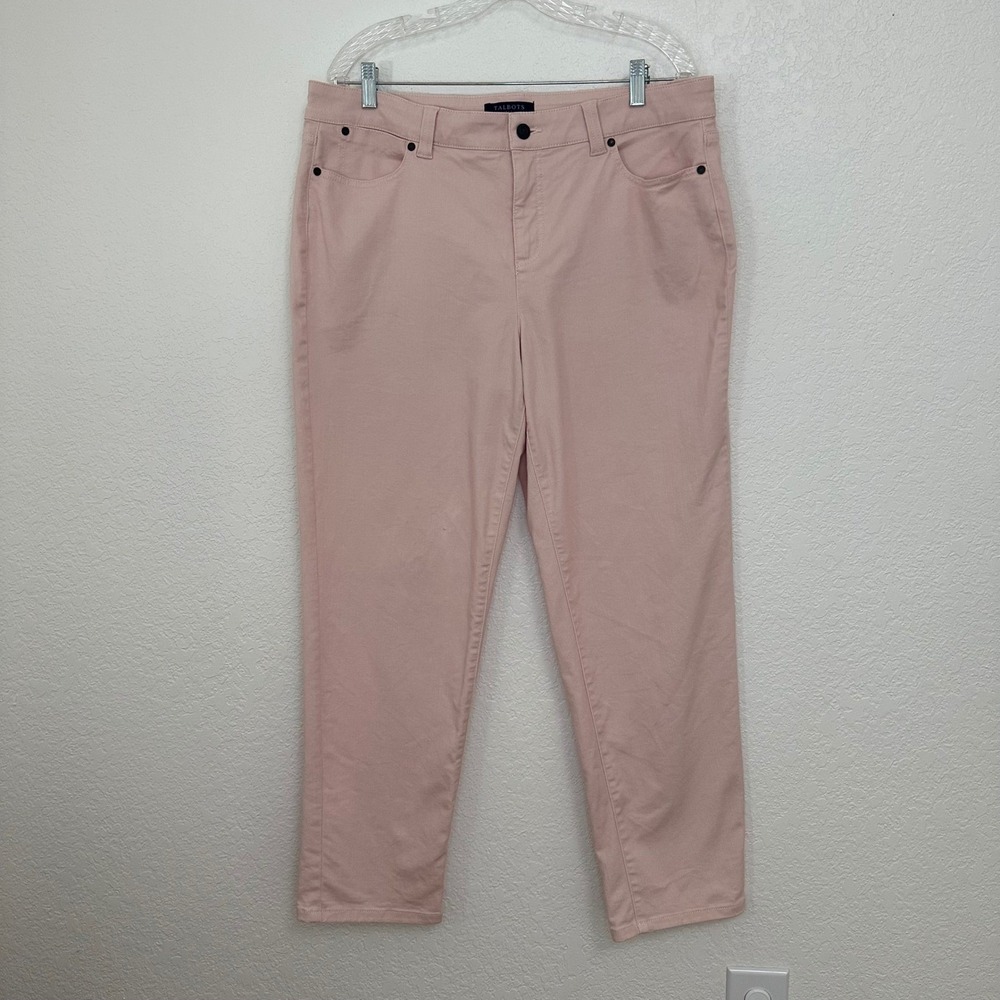 Talbots Pink Straight Leg Stretch Simply Flattering 5-Pocket‎ Pants Womens 14